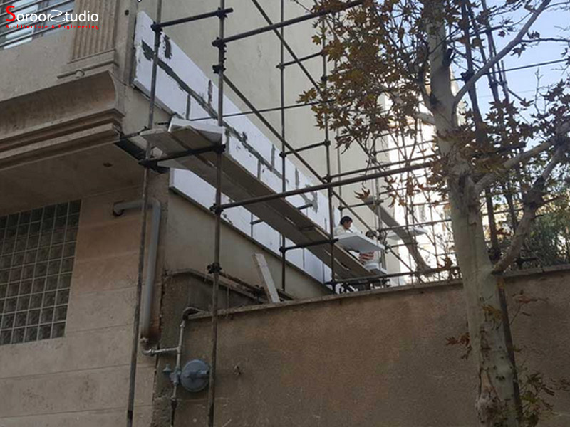 عایق حرارتی نمای اتیکس در دیوار جانبی3