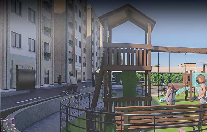طراحی فضای سبز مجتمع مسکونی کهریزک