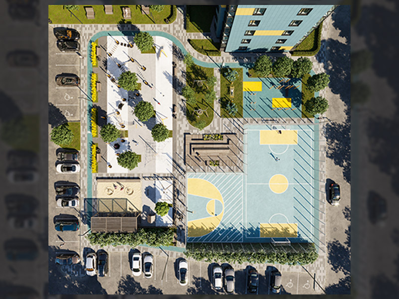 طراحی و اجرای لنداسکیپ و فضای سبز مجتمع مسکونی