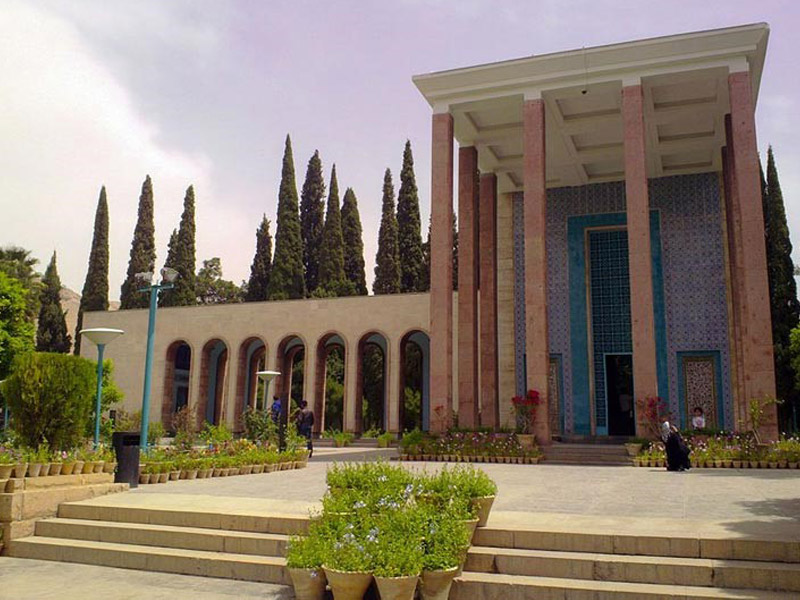 The entrance gate of the Iranian garden with tall columns