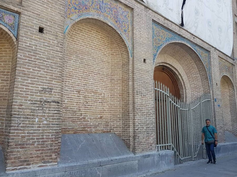 Use of iranian tile work on the entrance view from street