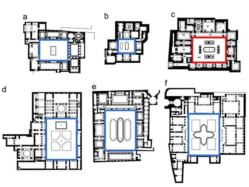 Courtyard and pool design on the garden main axis