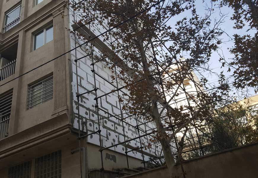 عایق حرارتی نمای اتیکس در دیوار جانبی 