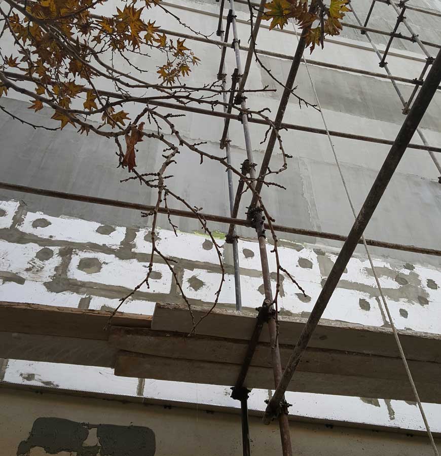عایق حرارتی نمای اتیکس در دیوار جانبی 