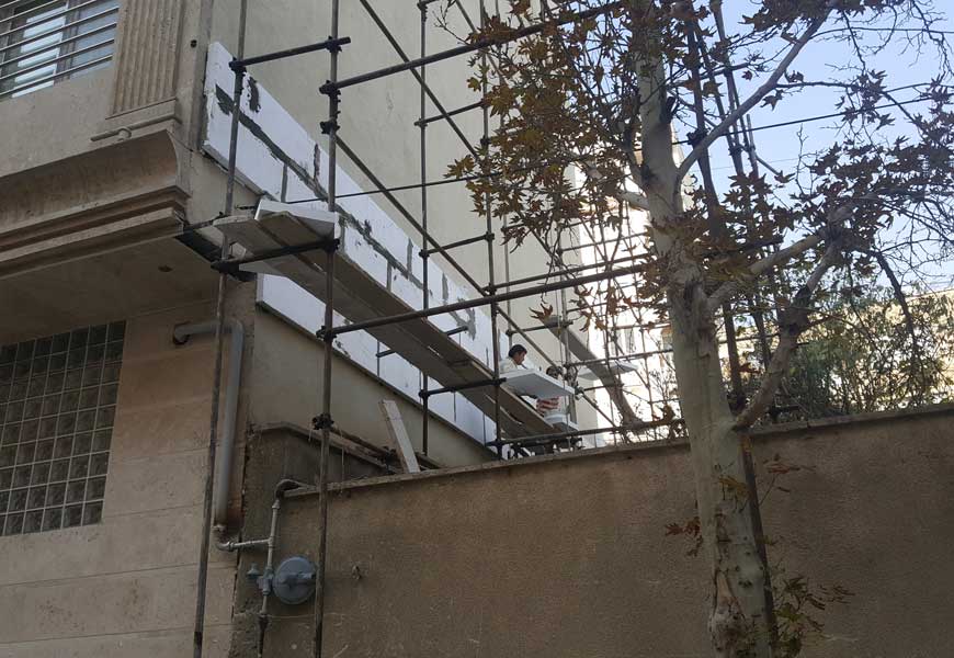 عایق حرارتی نمای اتیکس در دیوار جانبی 